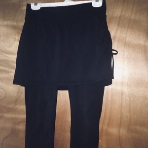 Black capris with attached shirred skirt